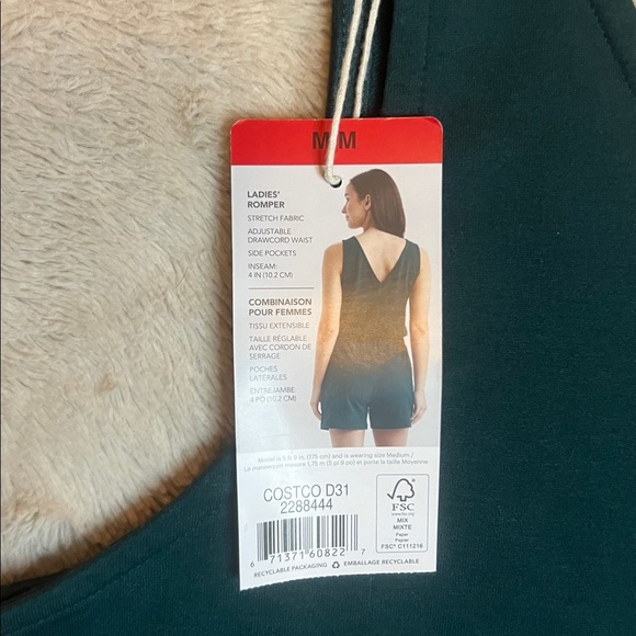 NWT Lole Women's Deep Green Soft Stretch Romper sz M - Picture 8 of 9